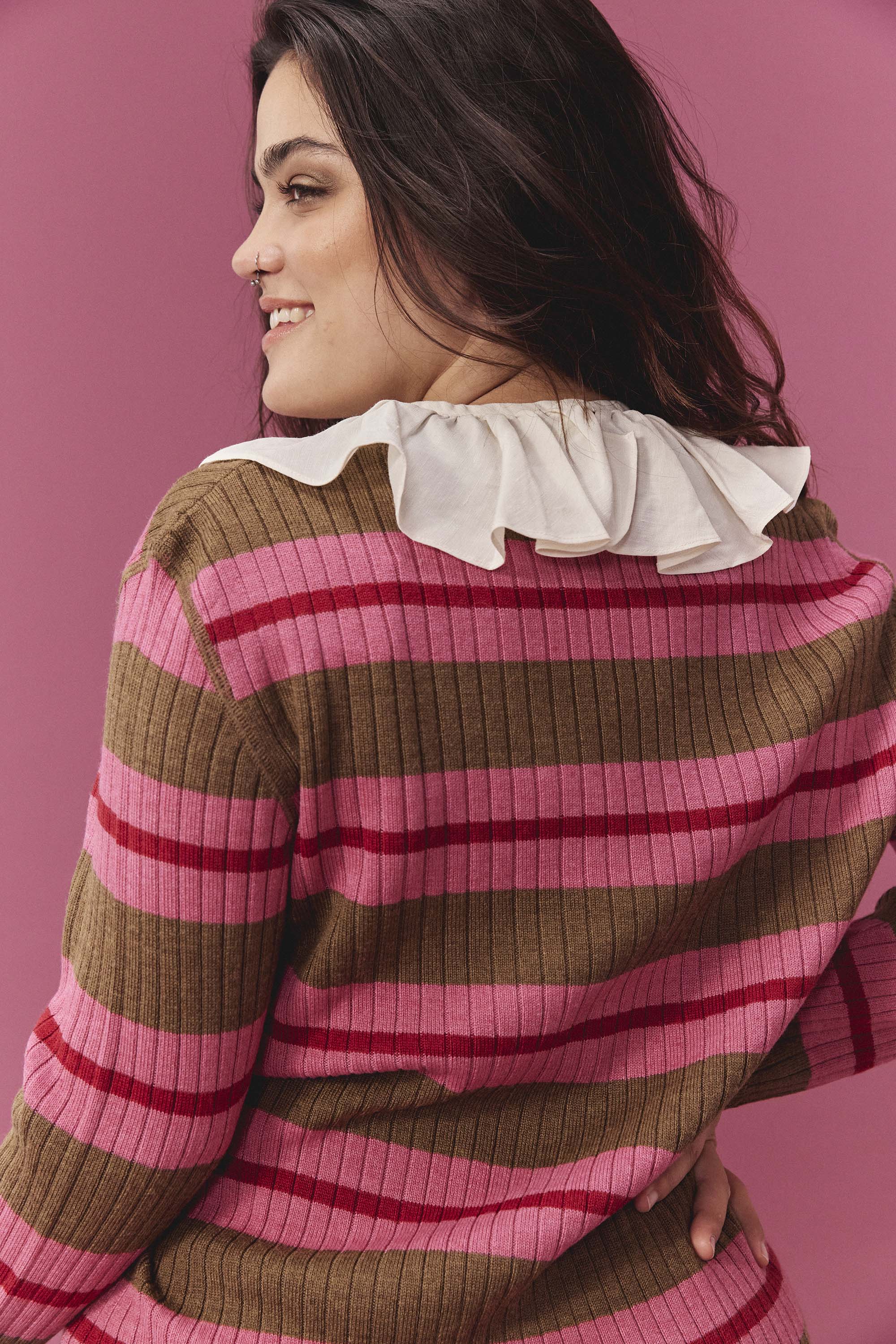 CARDIGAN WALTER RAYÉ FRAMBOISE - Image 3