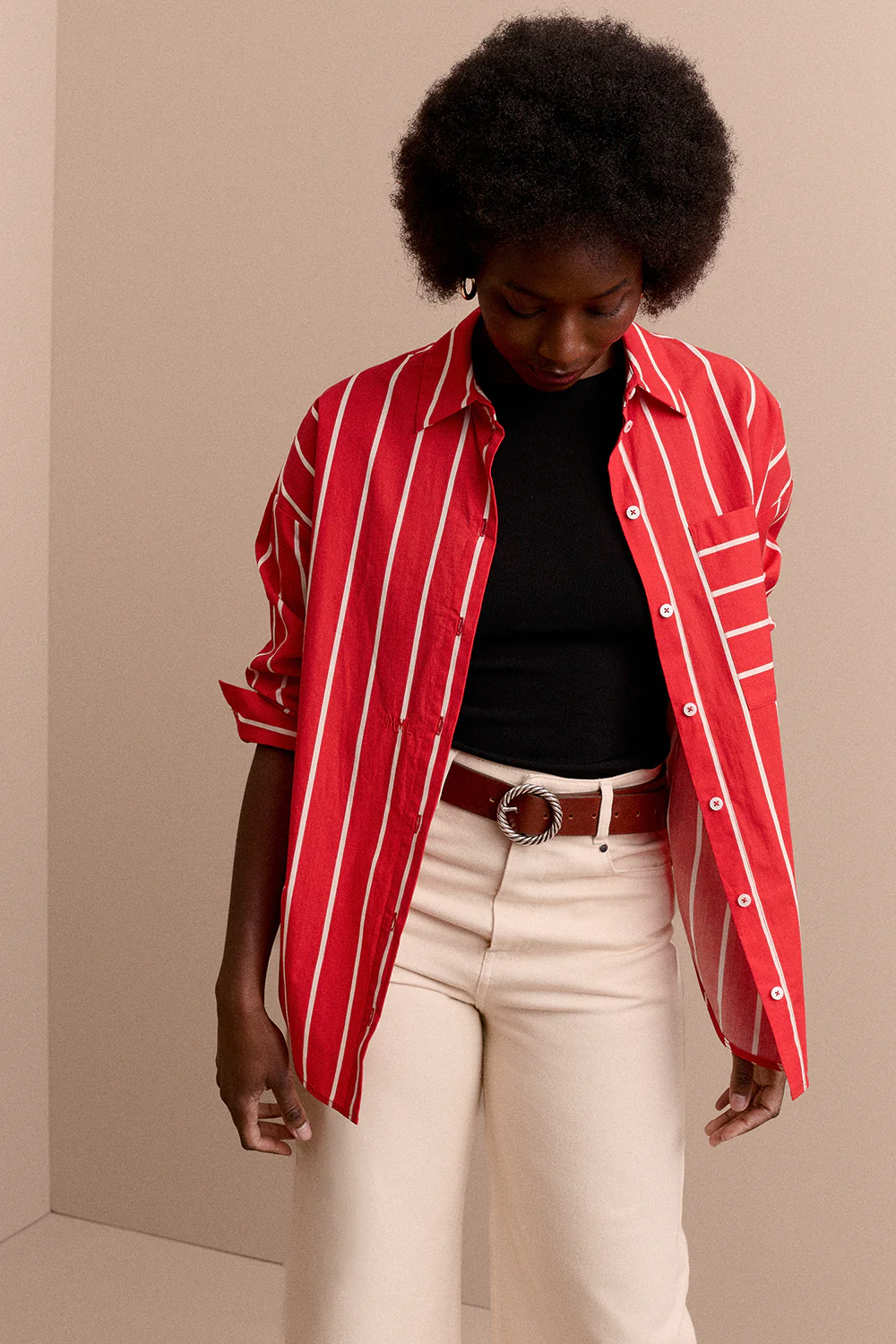 CHEMISE OMER RAYURES ROUGE - Image 3