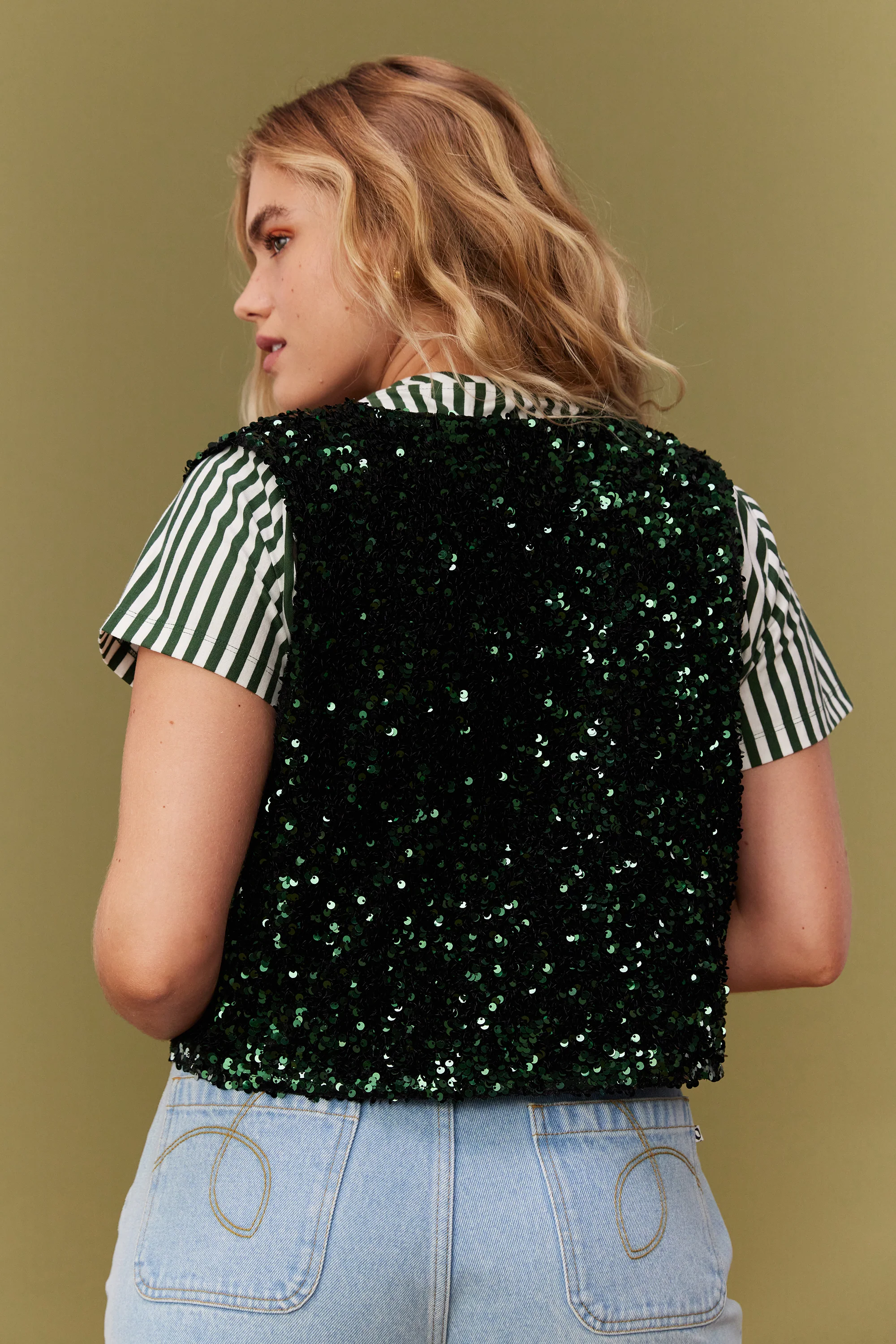 GILET ALI SEQUINS VERTS - Image 3