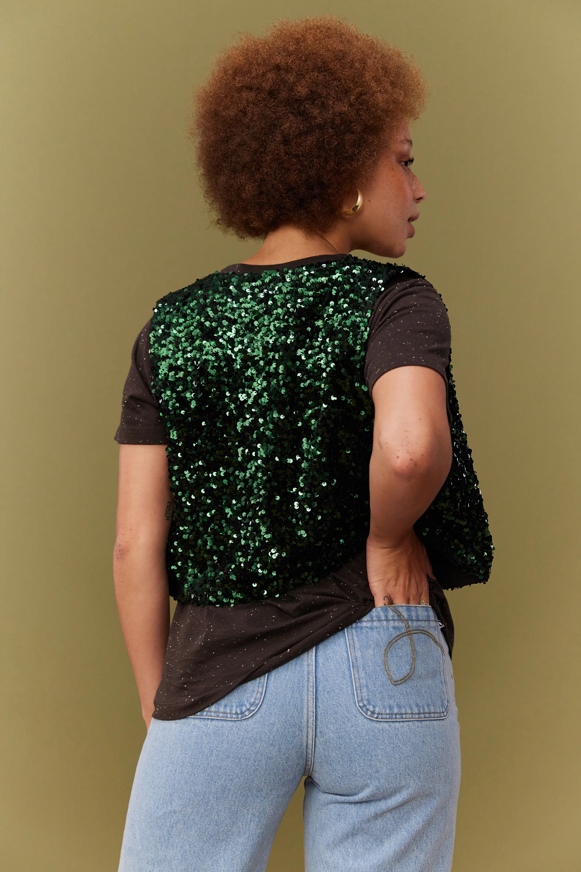 GILET ALI SEQUINS VERTS - Image 6