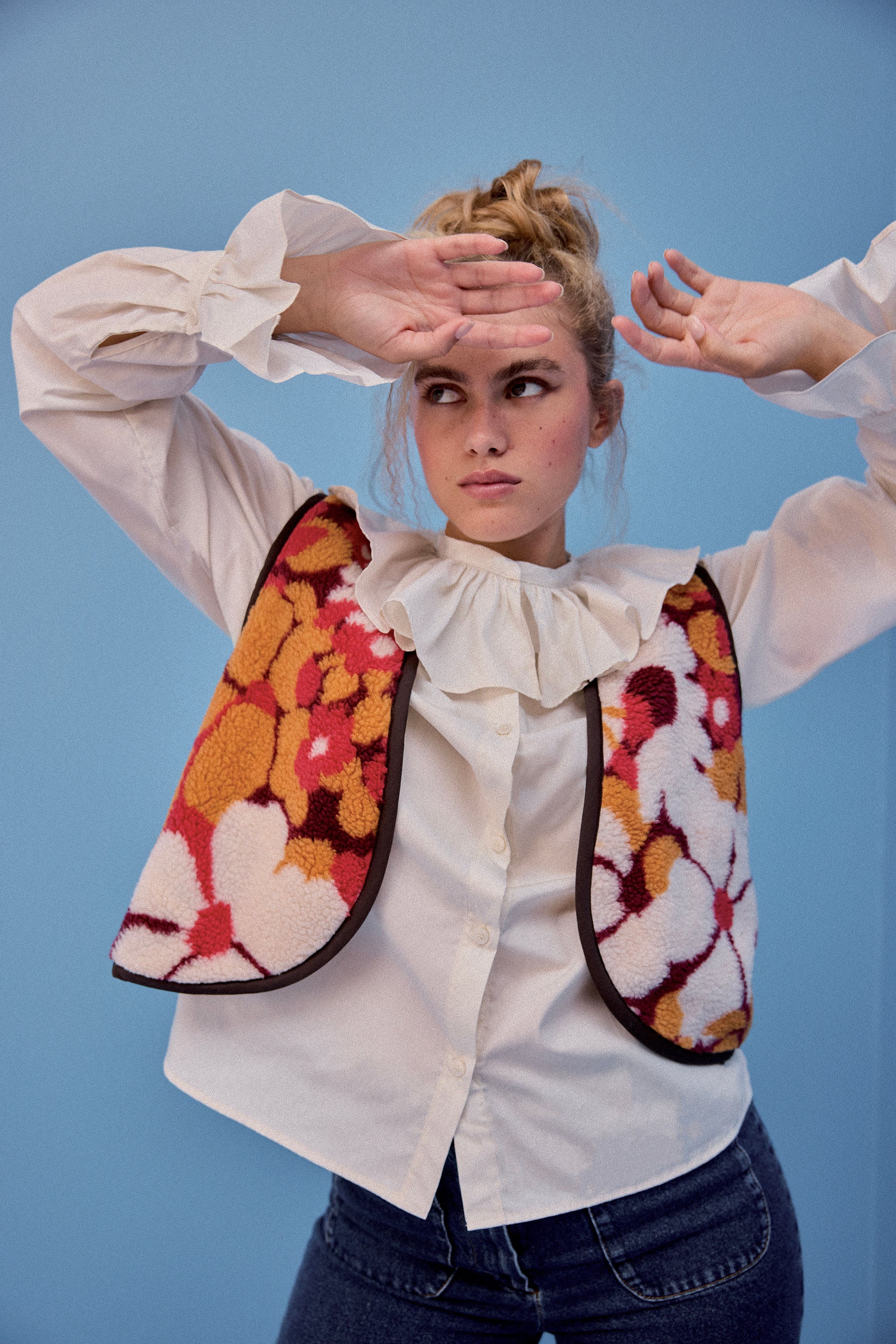 GILET RAVEL MOUMOUTE FLEURS ORANGE