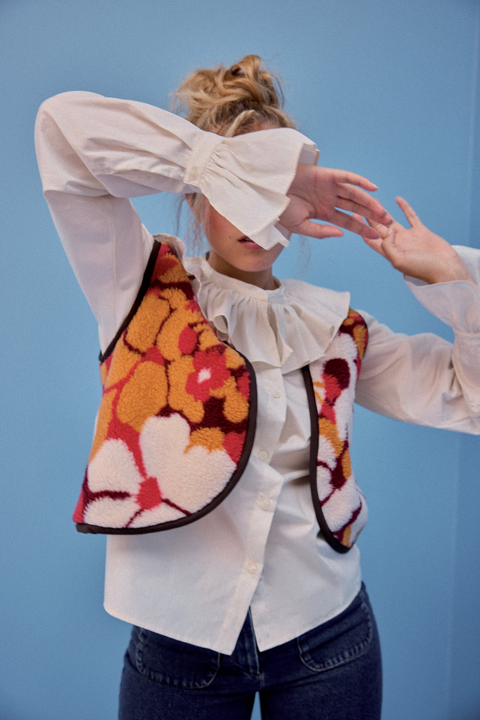 GILET RAVEL MOUMOUTE FLEURS ORANGE - Image 2