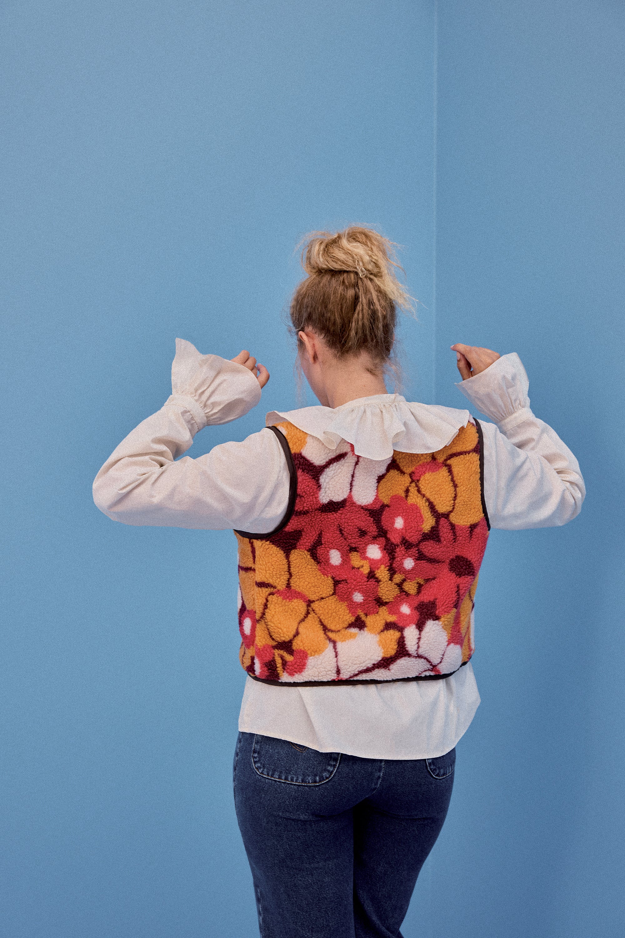 GILET RAVEL MOUMOUTE FLEURS ORANGE - Image 4