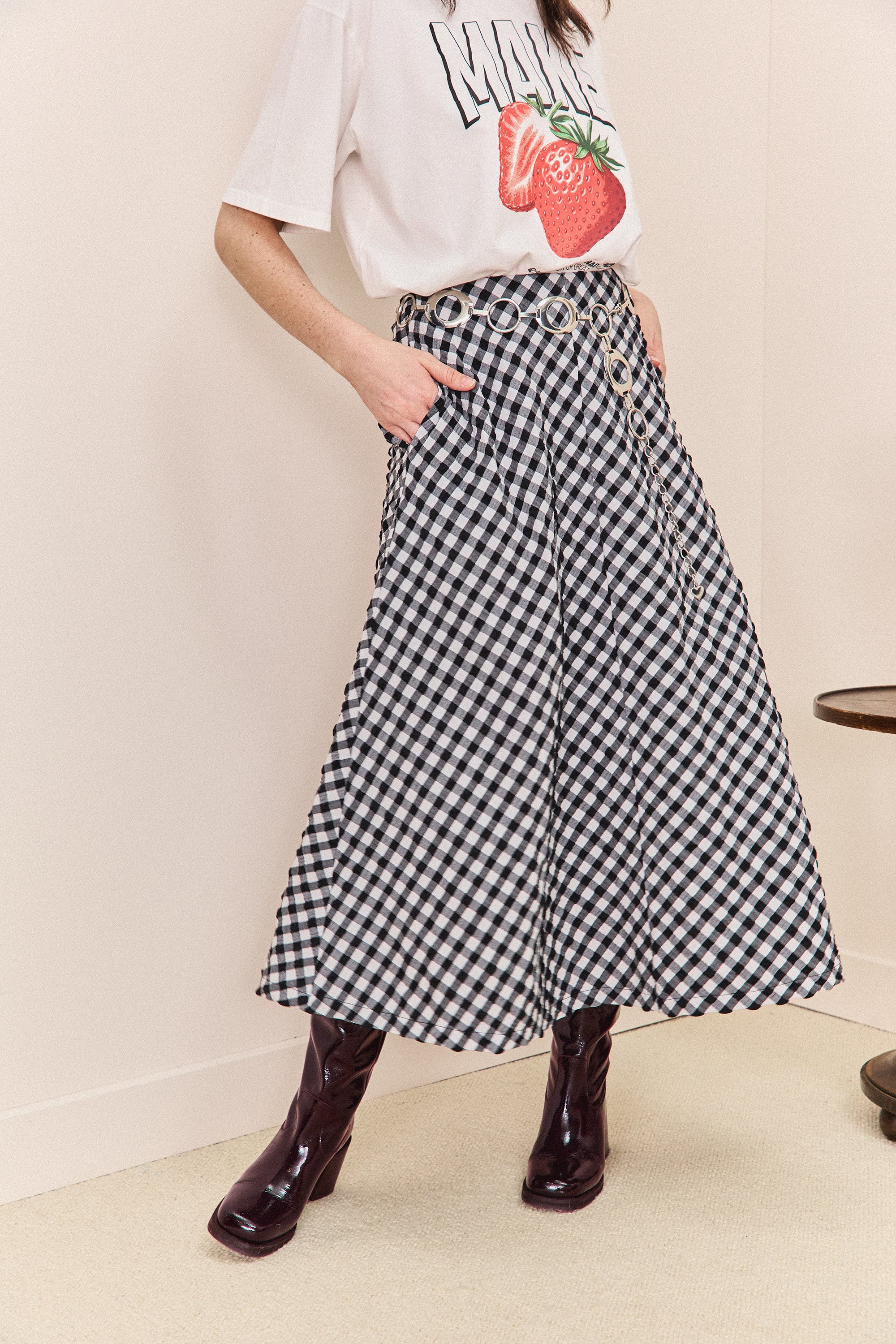 JUPE GINA VICHY NOIR & BLANC - Image 3