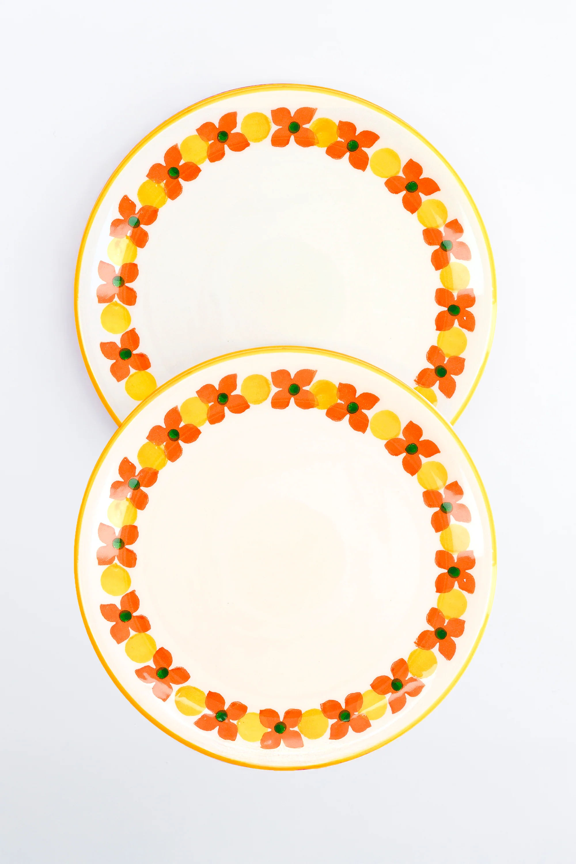 LOT DE 2 ASSIETTES ELIZA PĂQUERETTES ORANGE - Image 3