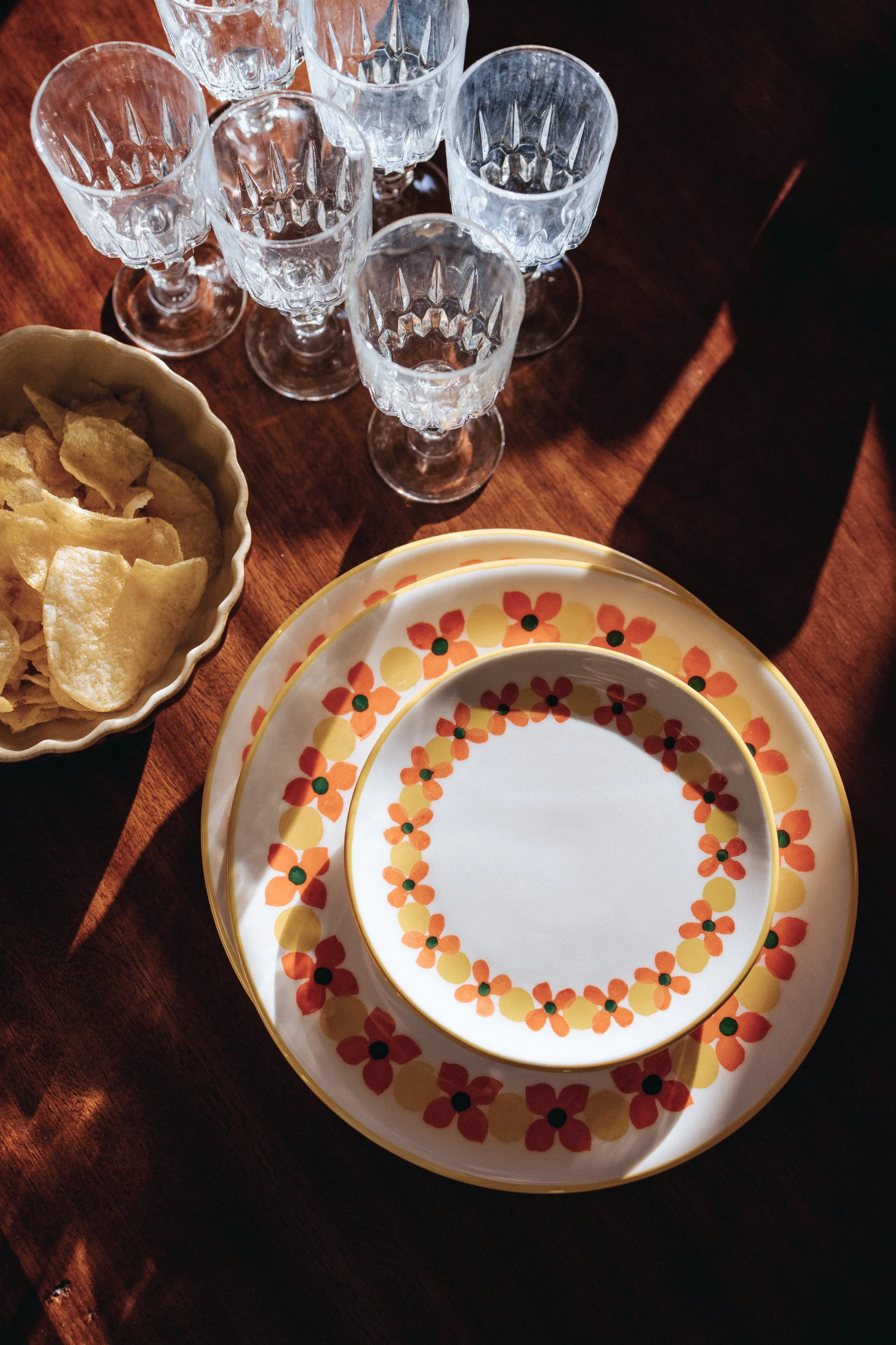 LOT DE 2 ASSIETTES ELIZE PÂQUERETTES ORANGE
