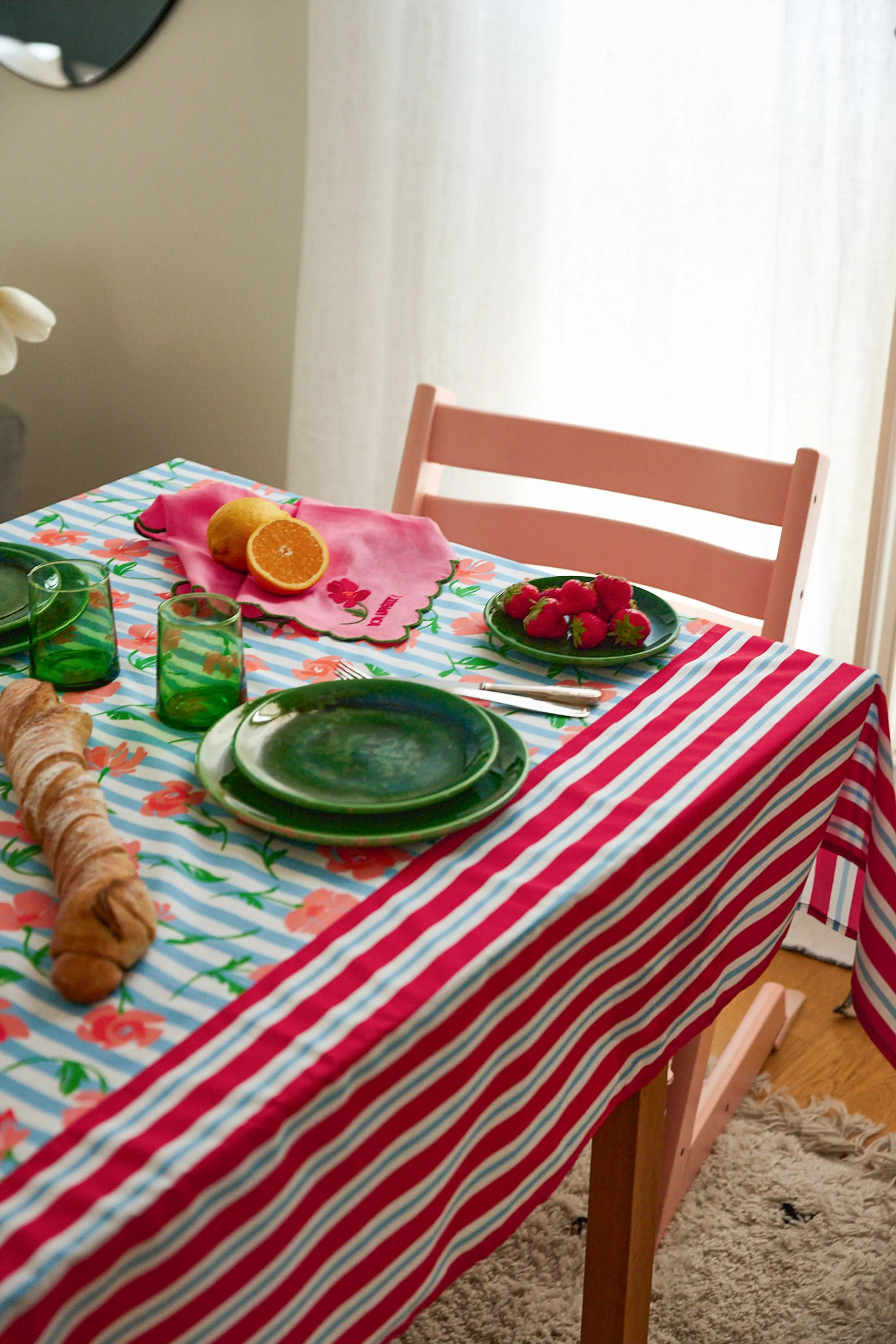 NAPPE AMELIA BLUE FLOWERS STRIPES - Image 4