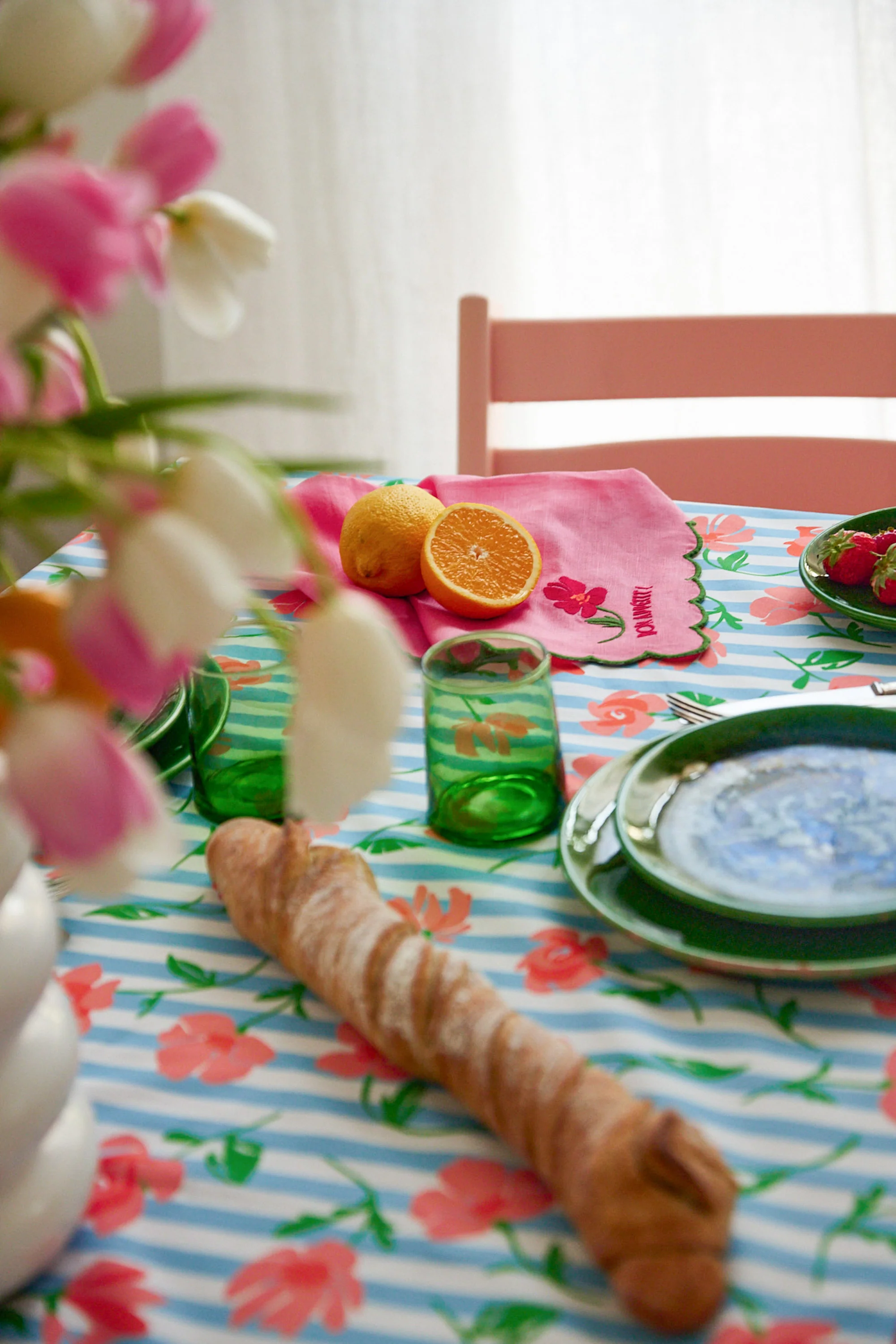 NAPPE AMELIA BLUE FLOWERS STRIPES - Image 5