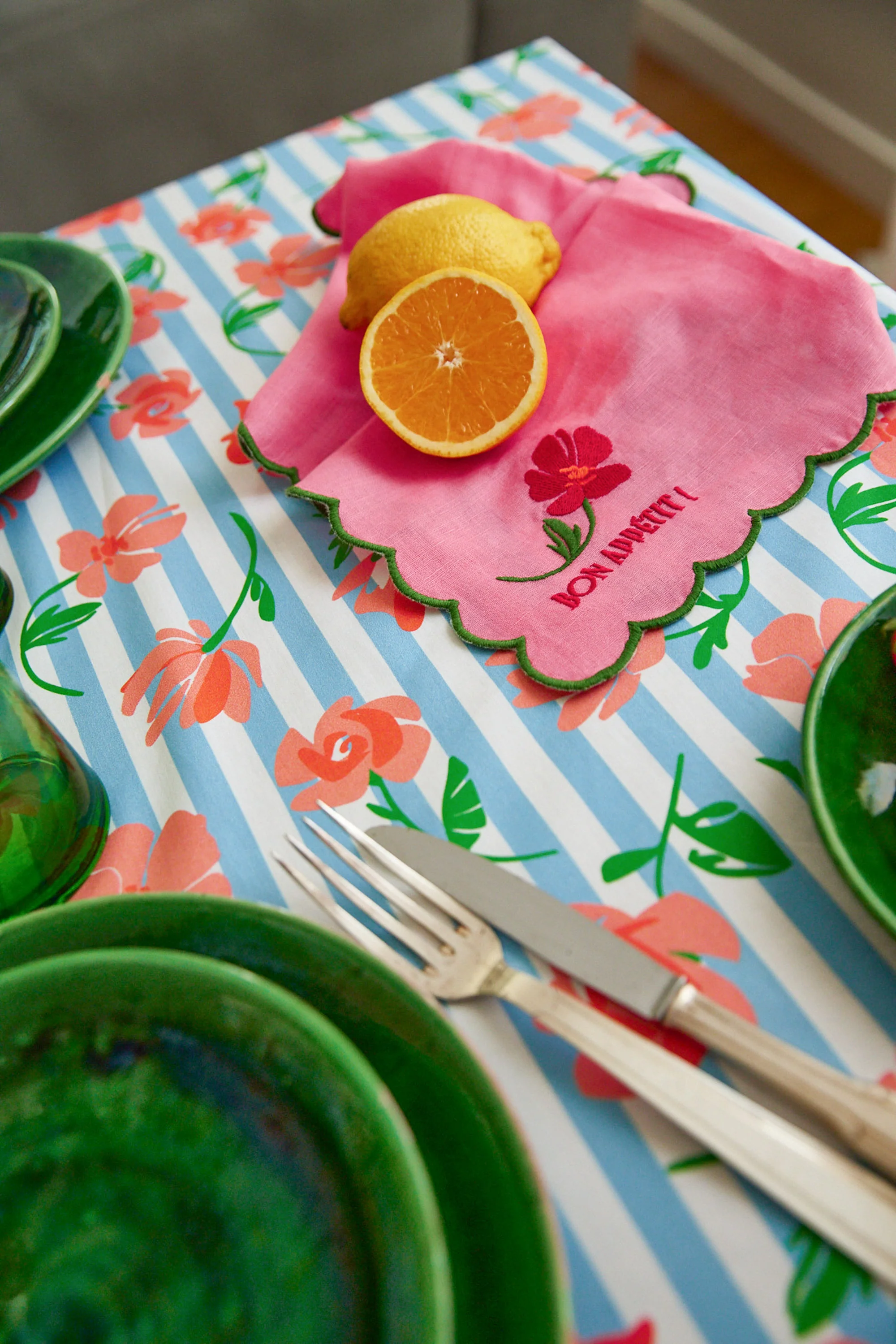 NAPPE AMELIA BLUE FLOWERS STRIPES - Image 6