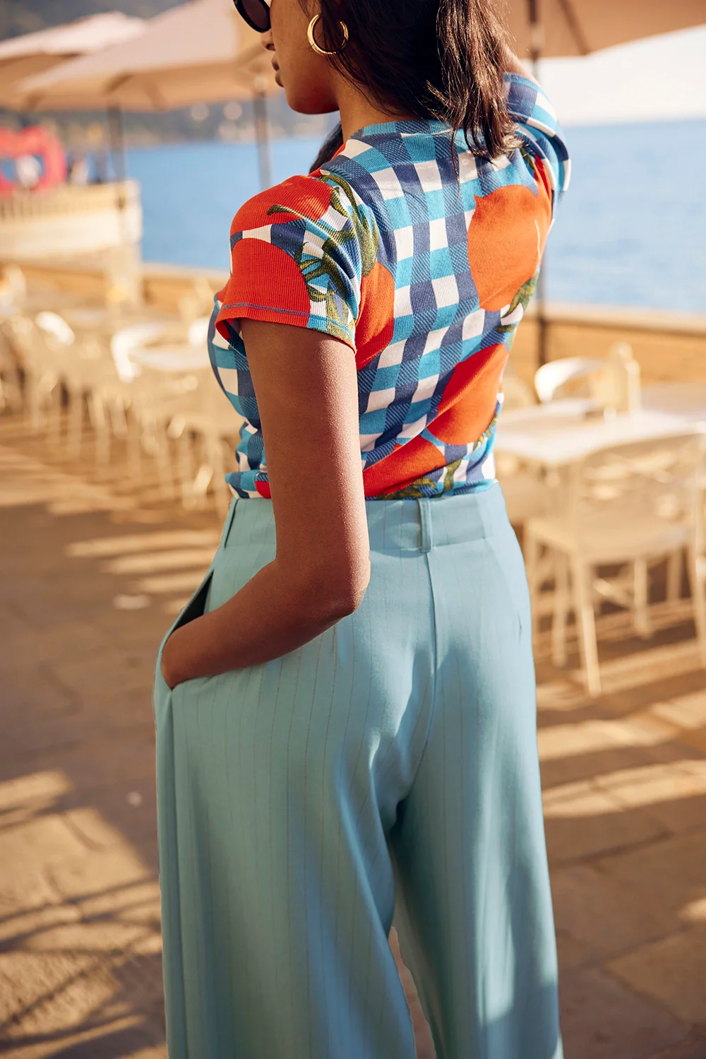 PANTALON HARYA RAYURE BLEU - Image 4
