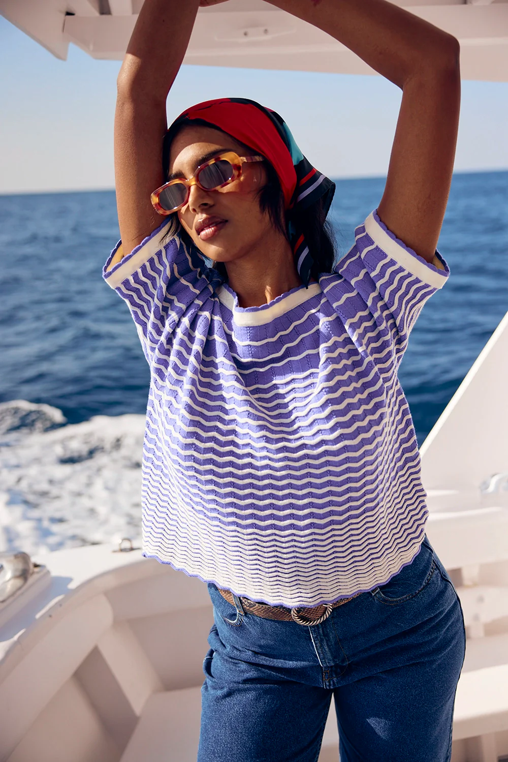 PULL ABDOU LILAS ET ECRU - Image 5