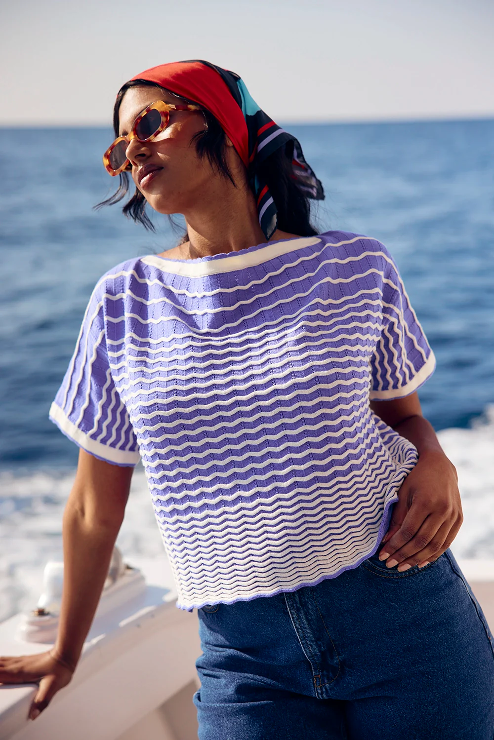 PULL ABDOU LILAS ET ECRU - Image 6