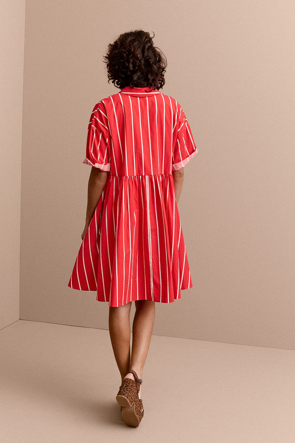 ROBE FRIDA RAYURES ROUGE - Image 3