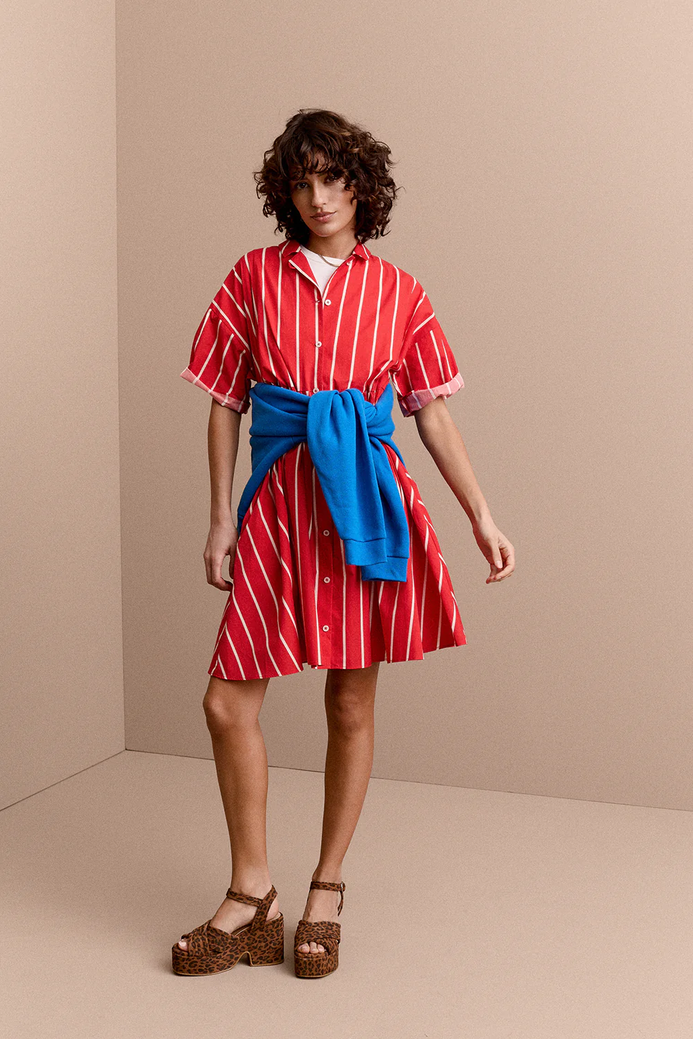 ROBE FRIDA RAYURES ROUGE - Image 4