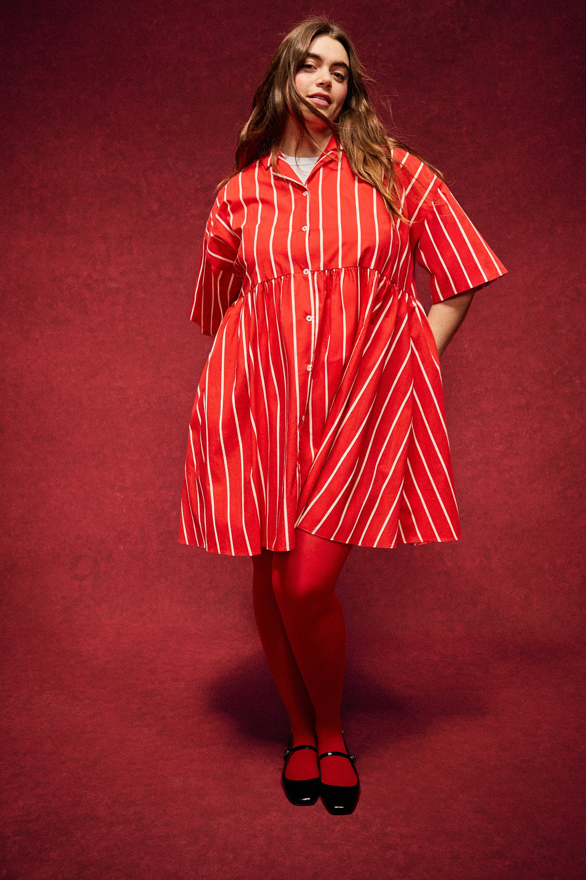 ROBE FRIDA RAYURES ROUGE - Image 5