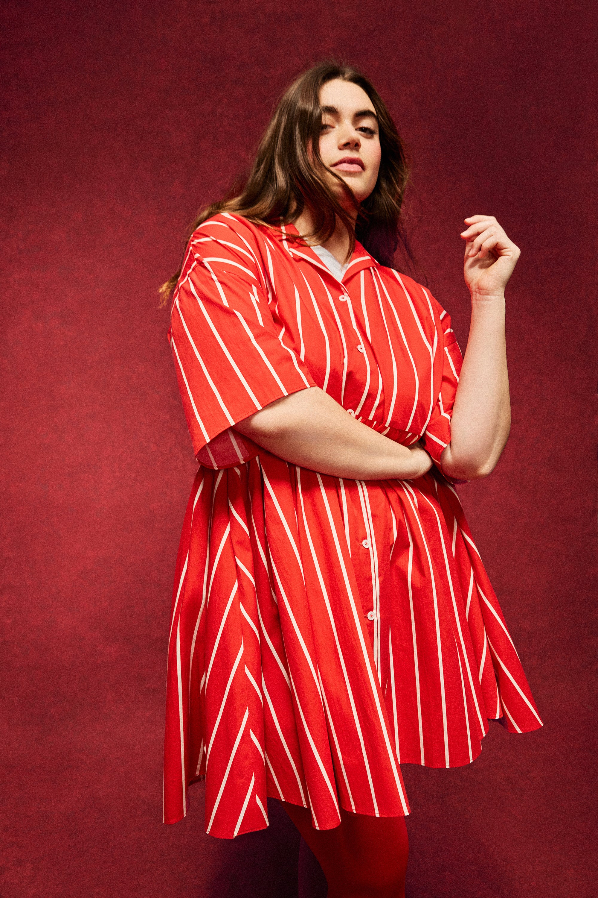 ROBE FRIDA RAYURES ROUGE - Image 7
