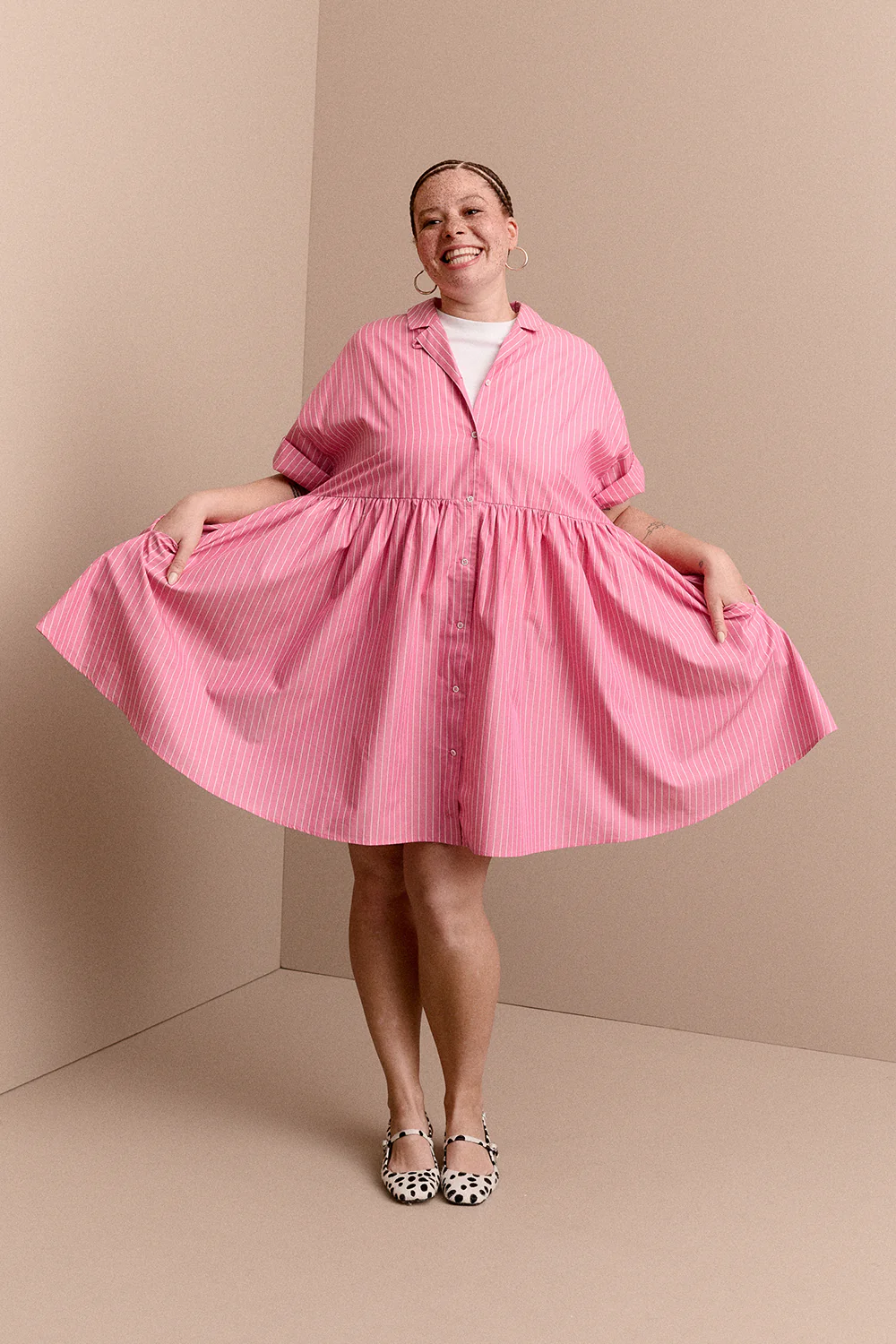 ROBE FRIDA RAYURES ROSES - Image 2