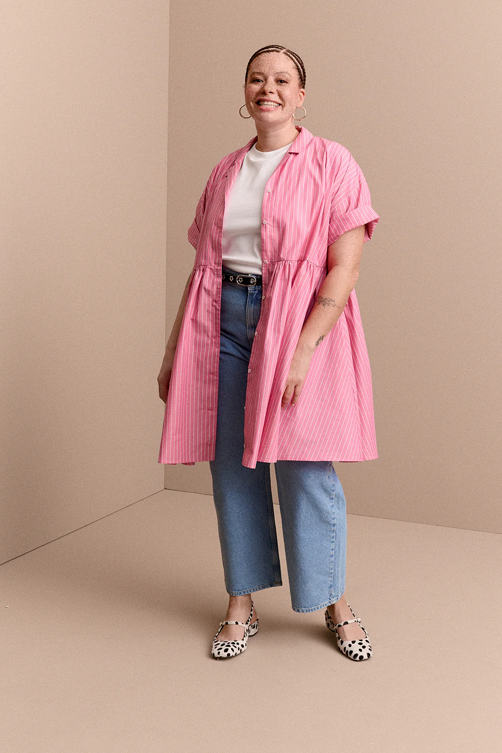 ROBE FRIDA RAYURES ROSES - Image 4