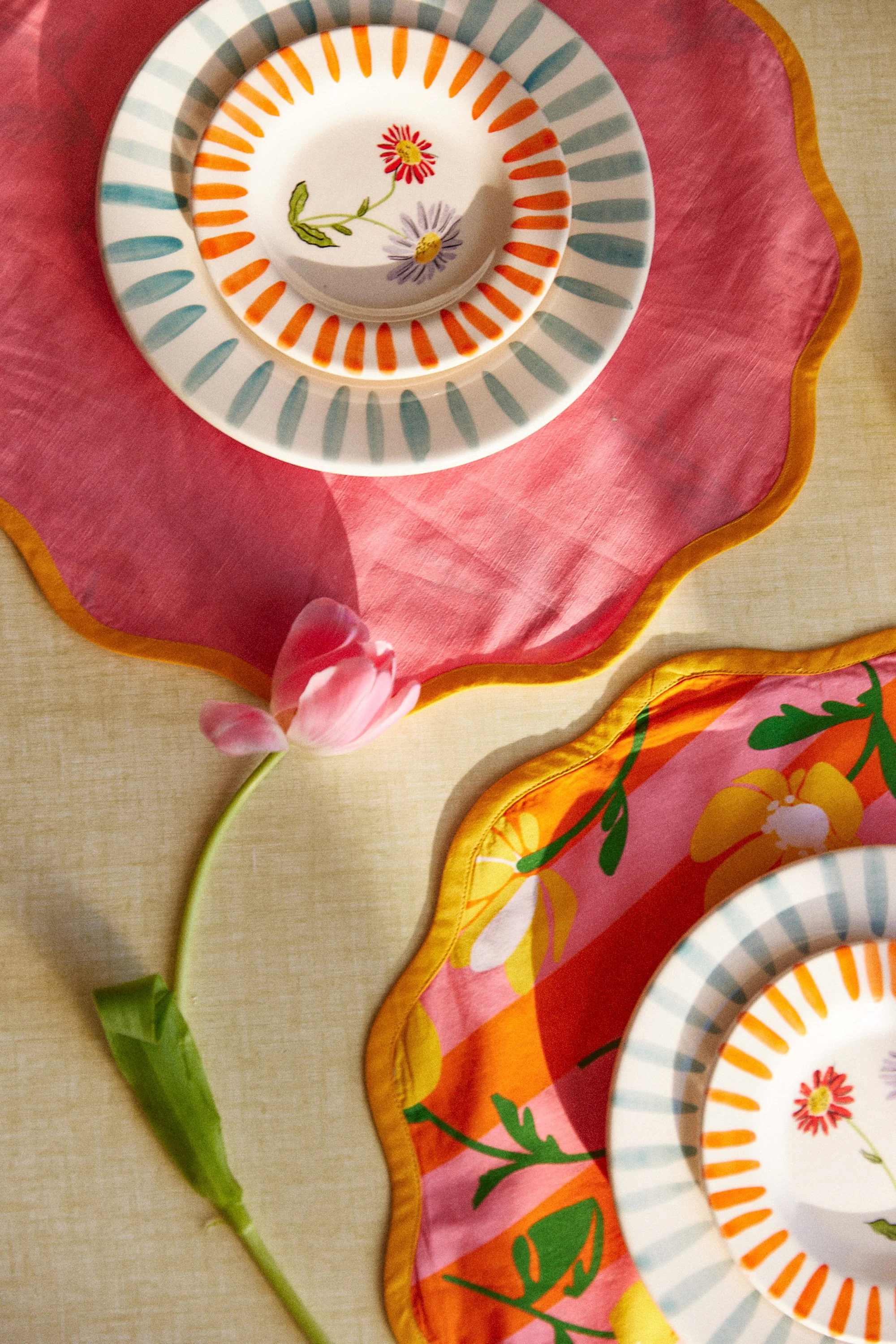 SET DE TABLE JASPER PINK & ORANGE