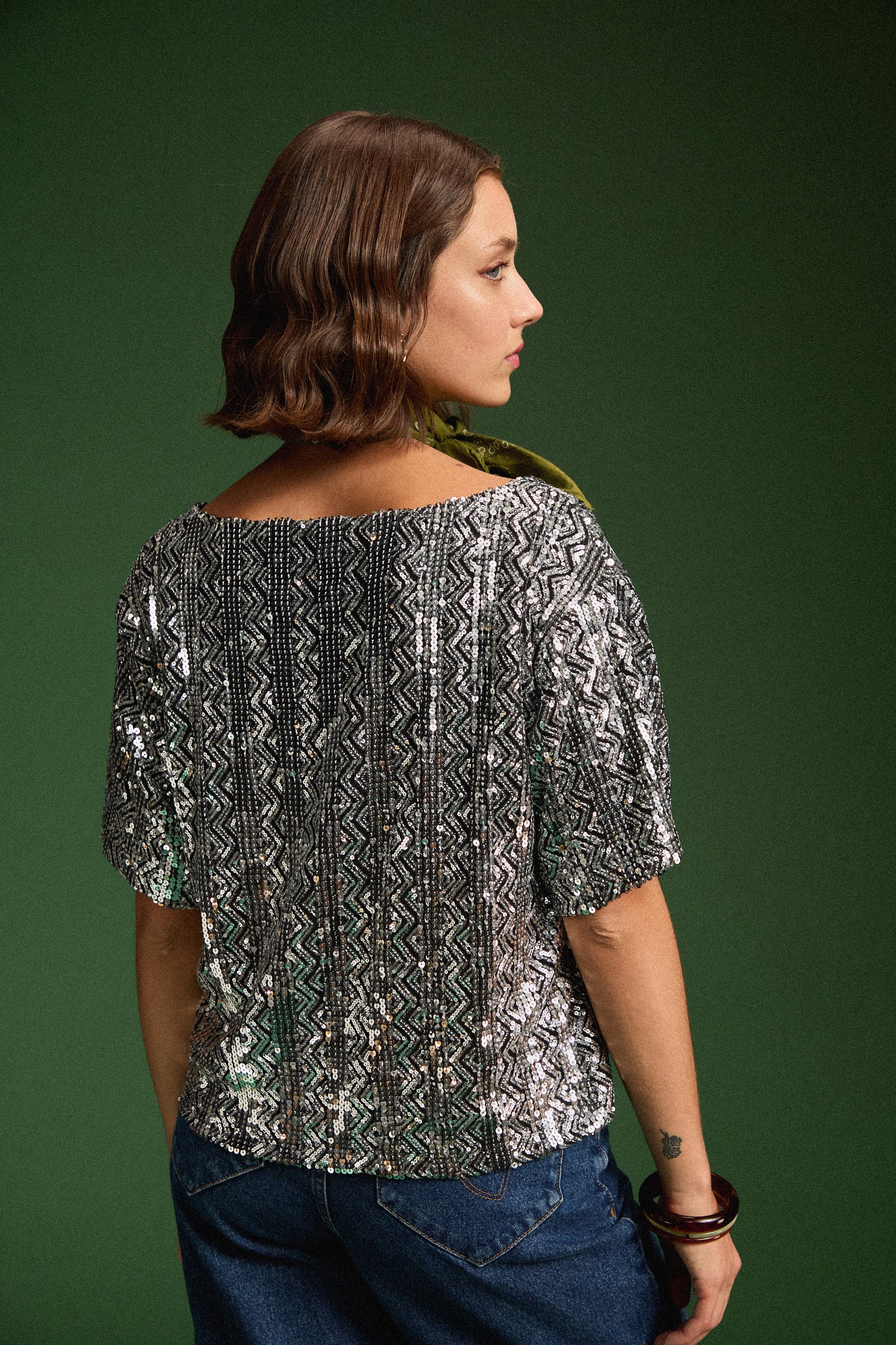 TOP SONIA SEQUINS ARGENTE - Image 3