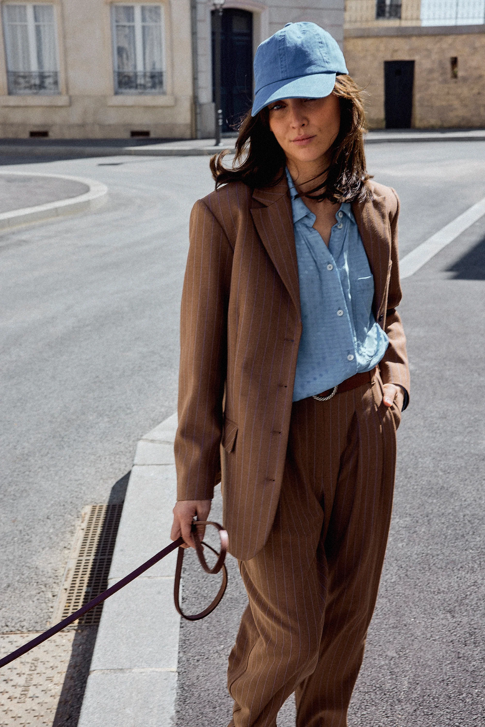 VESTE DAN MARRON RAYURES BLEUES - Image 3
