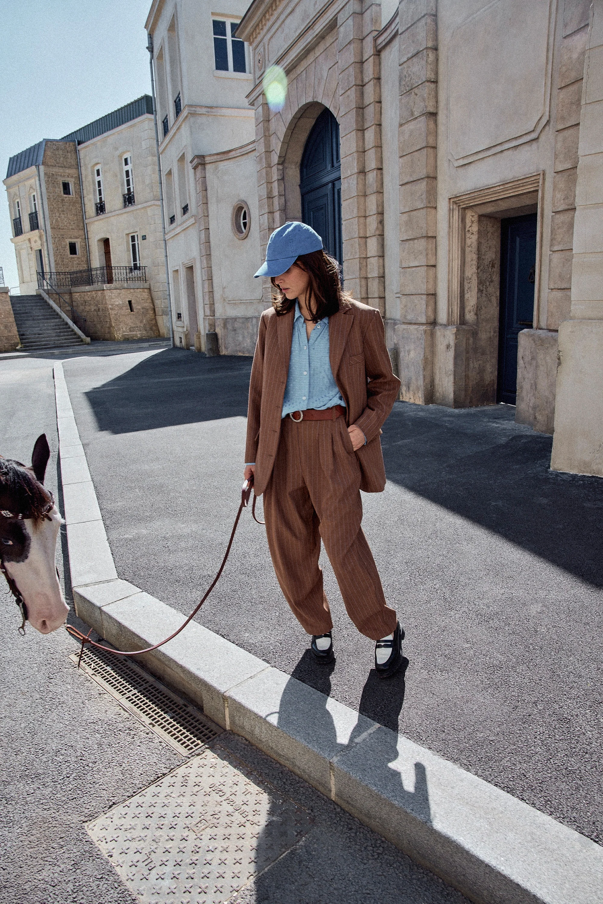 VESTE DAN MARRON RAYURES BLEUES - Image 4