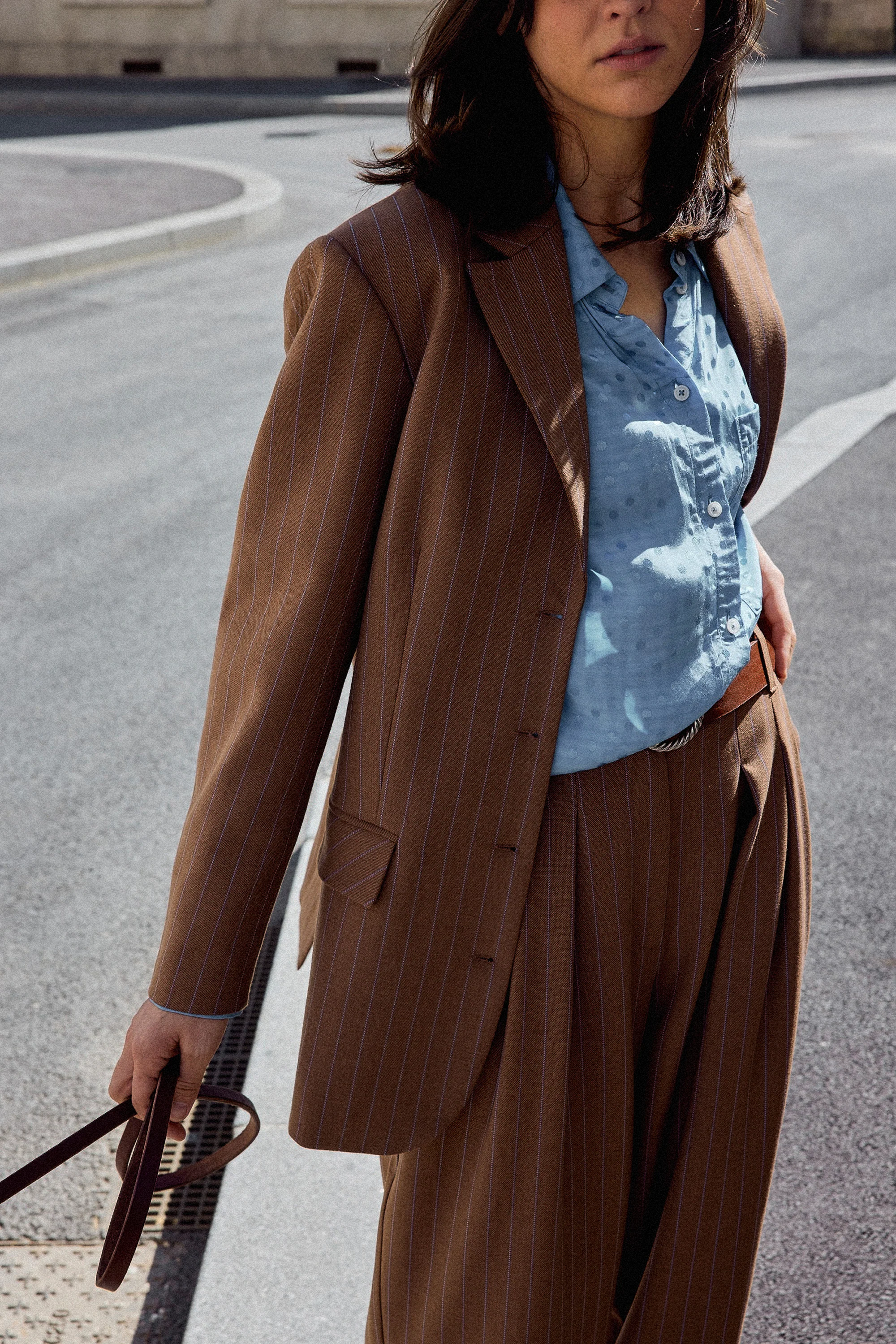 VESTE DAN MARRON RAYURES BLEUES - Image 6