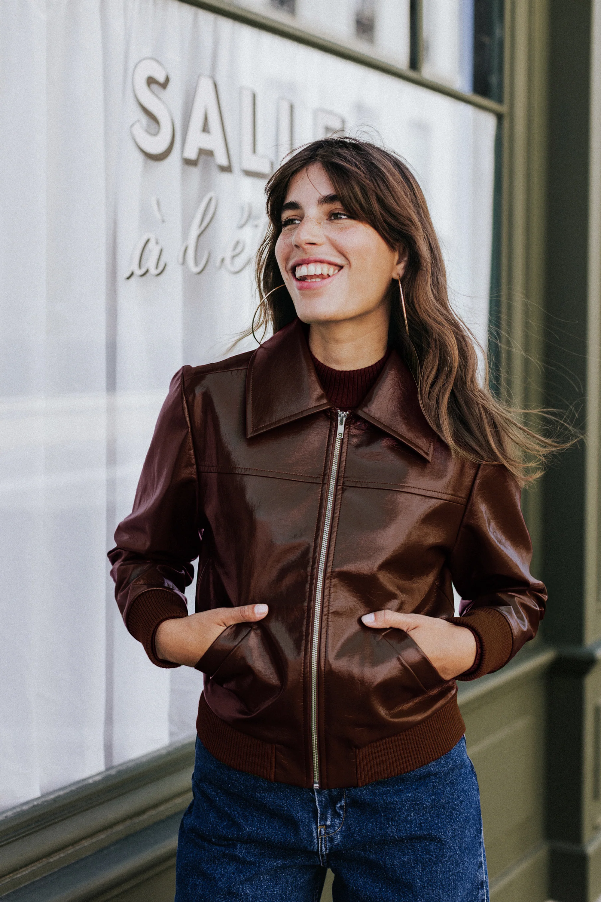 VESTE WILLY VINYLE MARRON - Image 6