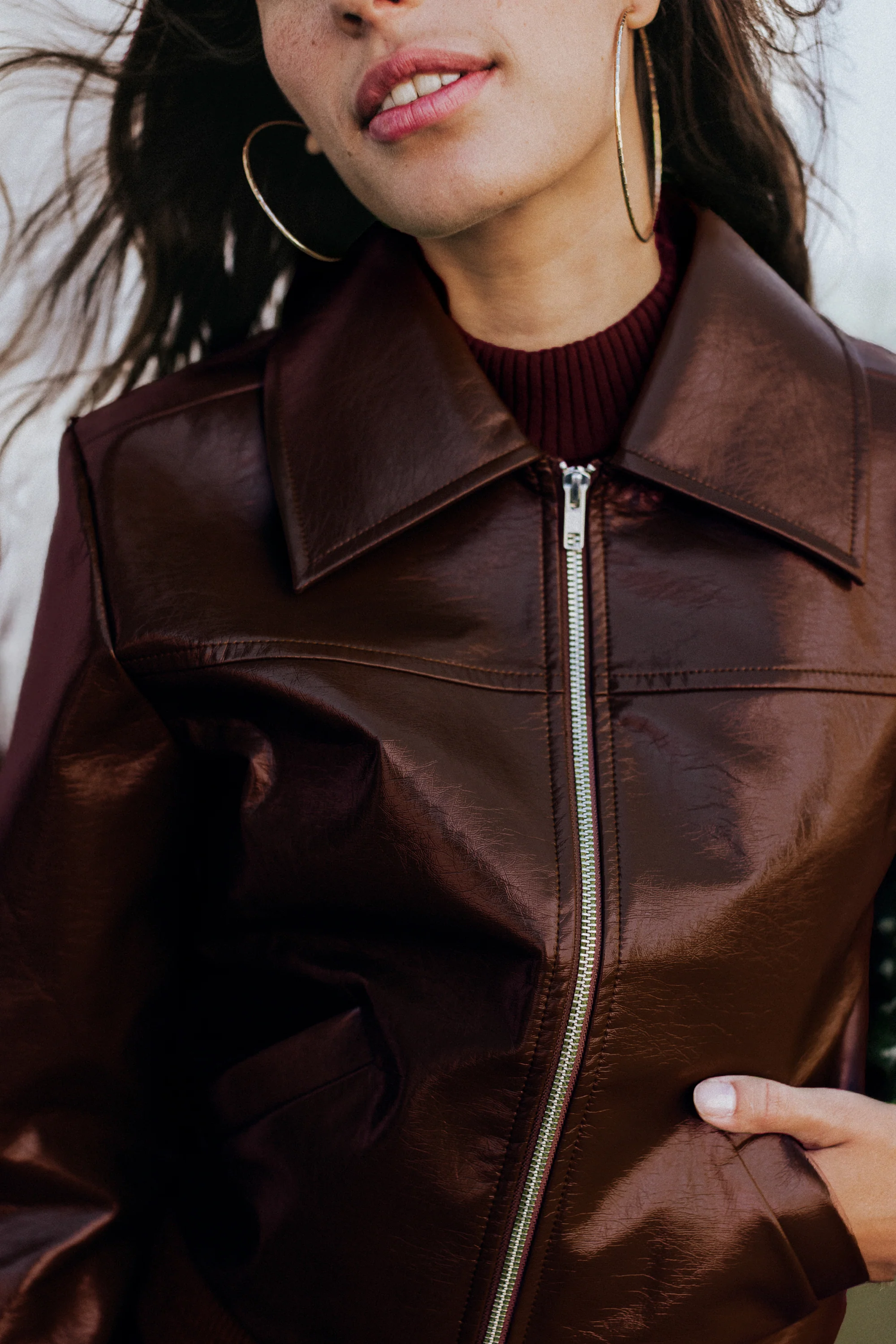 VESTE WILLY VINYLE MARRON - Image 7
